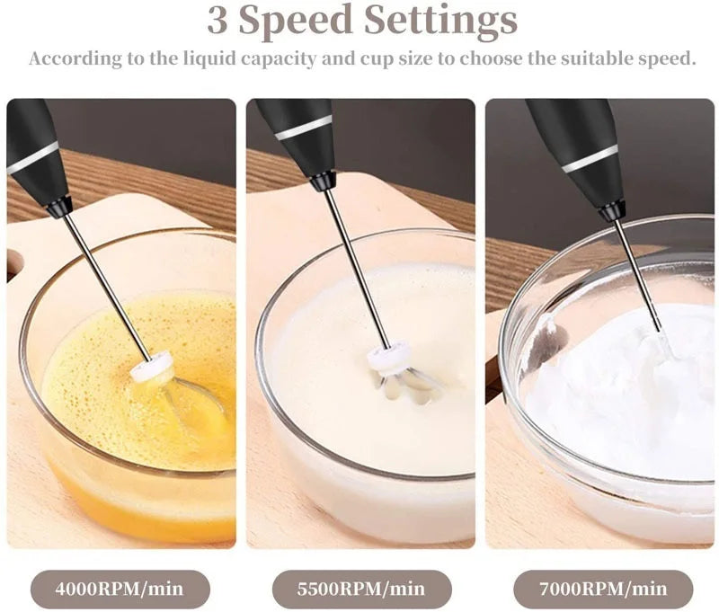 Handheld Electric Mixer with 3 Speed Setings Multipurpose USB Charging Whisk Electric Egg Mixer Coffee Mixing Tool Home Kitchen