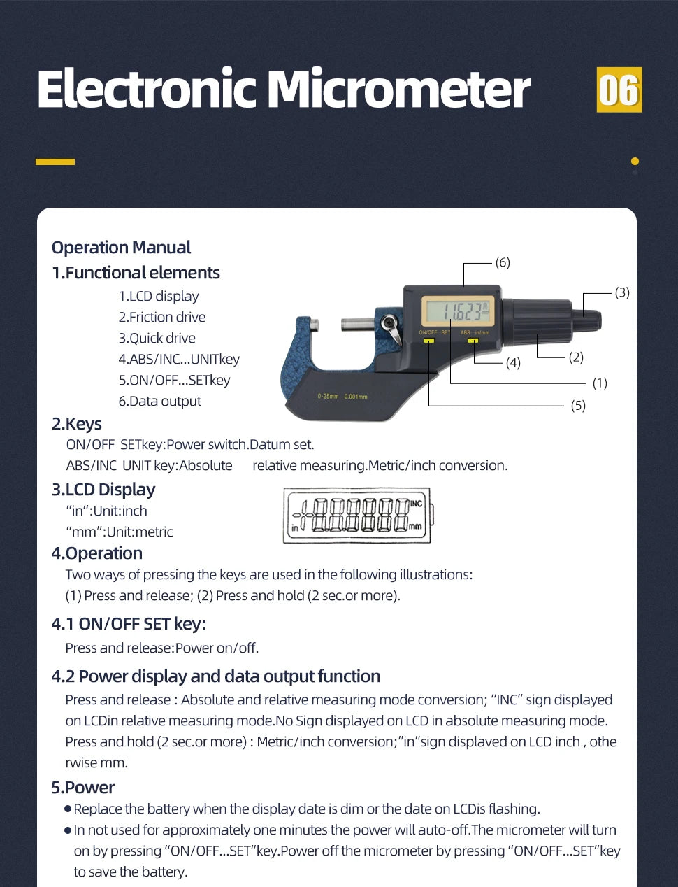 0-25mm External Micrometer Digital Micrometer Measuring Tools Micro Meter Gauges For Measurement Outside Micrometers Electronic