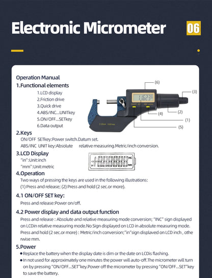 0-25mm External Micrometer Digital Micrometer Measuring Tools Micro Meter Gauges For Measurement Outside Micrometers Electronic