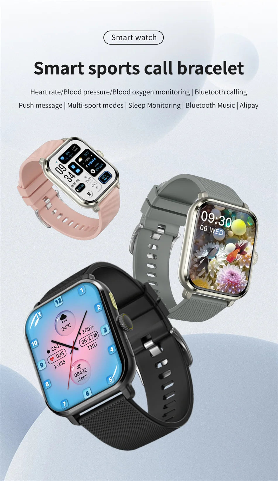 2024 New Smart Watch For Women Men Gift 1.83" Screen Full Touch Sport Fitness Watches Bluetooth Call Blood Sugar Smartwatch+Box