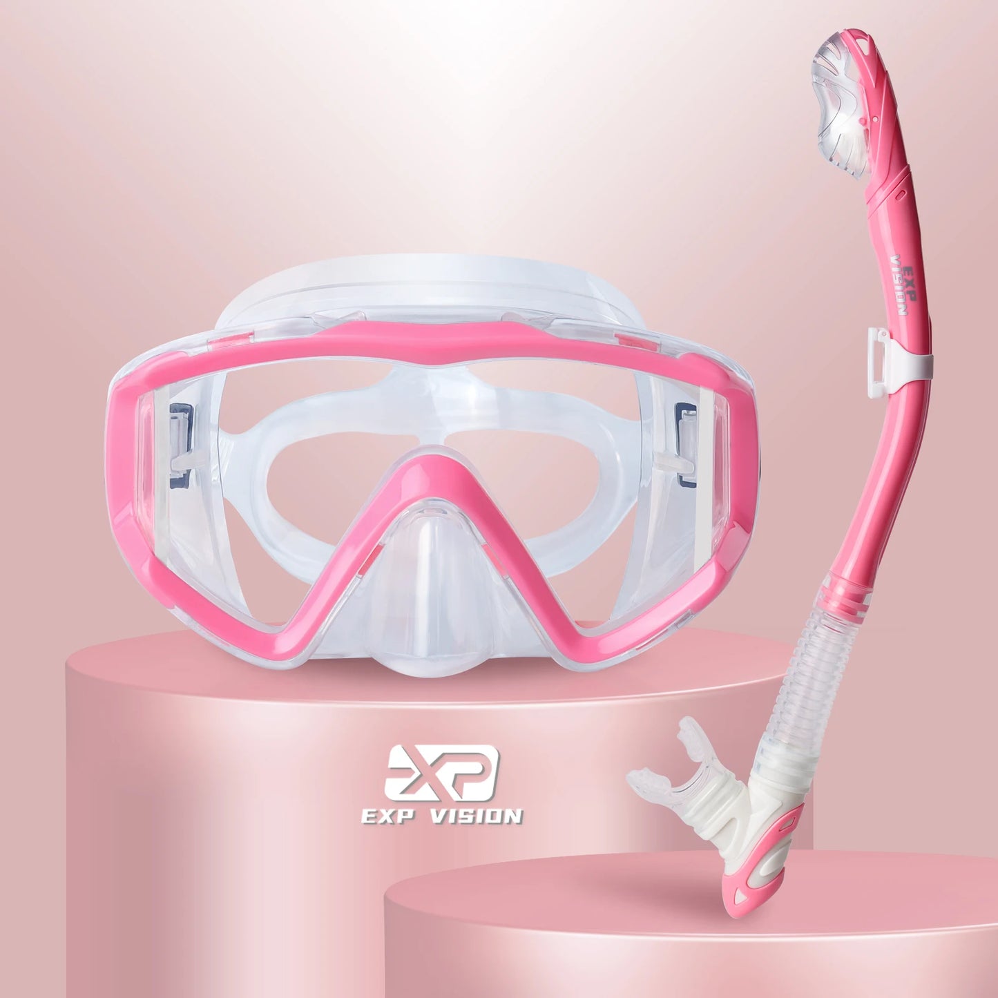 Dry Snorkel Set, Pano 3 Window Snorkel Mask, Anti-Fog Scuba Diving Goggle and Snorkel, Adult Snorkeling Swim Mask with  PC  Lens