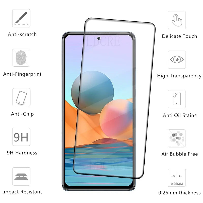 4Pcs For Xiaomi Redmi Note 10 Pro Glass Redmi Note 10 Pro Glass New Full Cover Glue 9H HD for Screen Protector Redmi Note 10 Pro