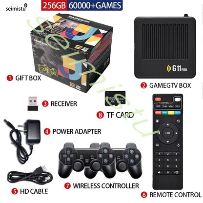 Arcade game box G11 Pro Game Box TV 256G in 60000+ Retro Games 4K HD Video Game Console 2.4G Wireless Gamepad For PS1/GBA