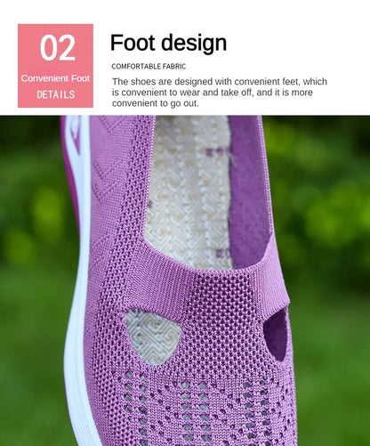 Women's New Summer Shoes Mesh Breathable Sneakers Light Slip on Flat Platform Casual Shoes Ladies Anti-slip Walking Woven Shoes