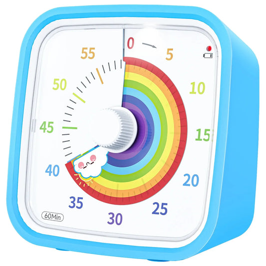 Yunbaoit Rainbow Disk Visual Timer with Protective Case, 60 Minute Countdown Timer for Kids and Adults