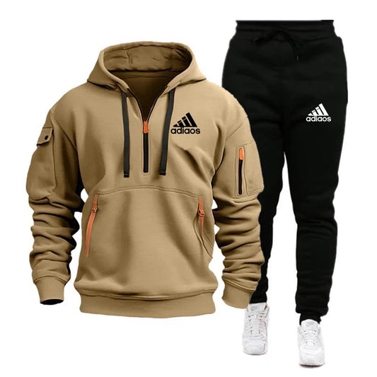 Fashion Print Tracksuit for Men Zipper Hooded Sweatshirt and Sweatpants Two Pieces Suits Male Casual Fitness Jogging Sports Sets