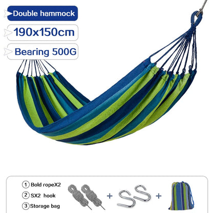 Camping Hammock Thickened Durable Fabric Canvas Single Hammocks Travel Swing Chair Hanging Bed Double Outdoor Hammock with Bag