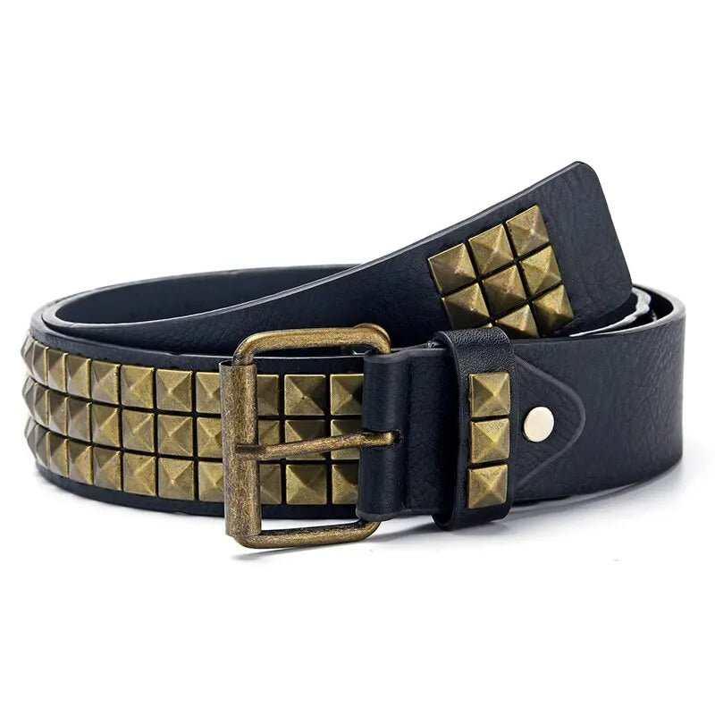 2023New Square Bead Rivet Belt Metal Pyramid Belt Men and Women Punk Hardware Jeans Belt Y2K Belt Designer Belt Women's Belts