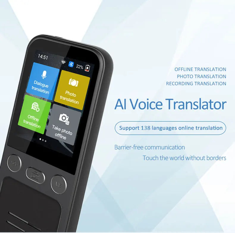 Portable T16 Instant Intelligent Voice Translation Recording 138 Language Real Time Smart Offline Translation Machine