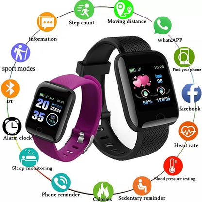 New Smart Watches 116 Plus Heart Rate Watch Men & Women Smart Wristband Sports Watches Smart Band Waterproof Smartwatch