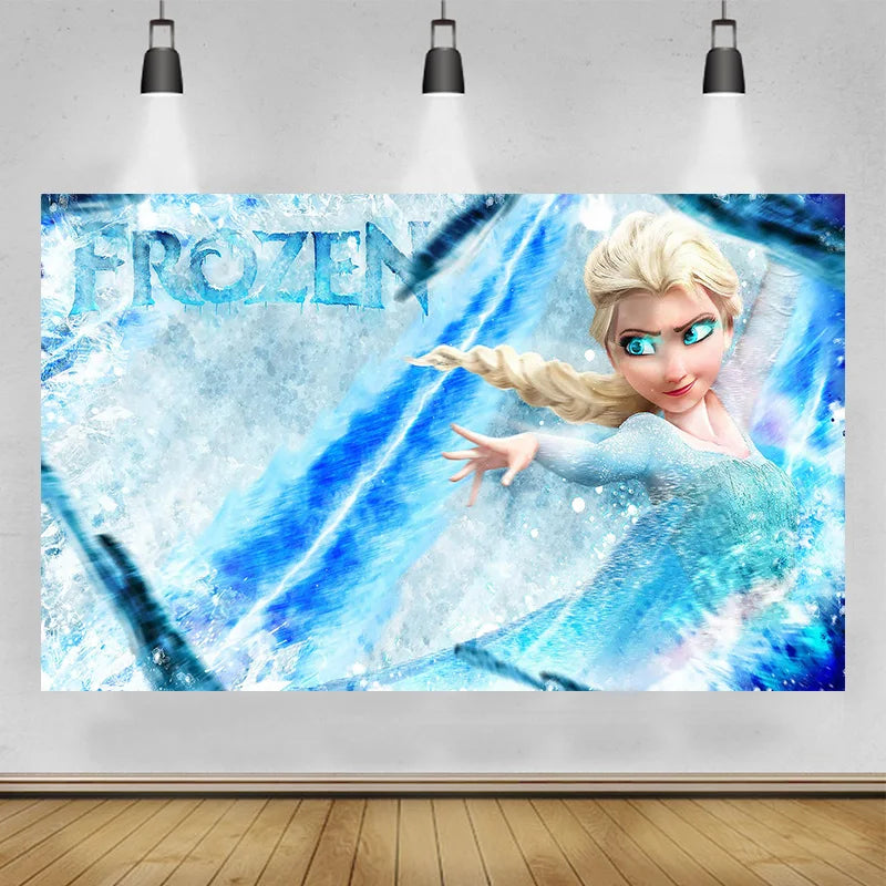 Disney "Frozen" Background Anna Elsa Princess Theme Backdrop Children's Birthday Party Decoration Baby Shower Party Props Banner