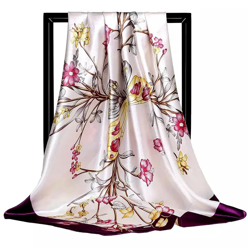 90*90cm Luxury quality silk spring autumn women new printing scarves fashion sunscreen large size shawl tourism seaside muffler