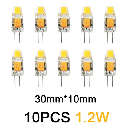 10PCS 12V AC/DC G4 COB Lamp LED AC/DC 12V Corn Light 1.2W 2W 2.5W Spotlight Chandelier Bulb Replace Halogen Lamps