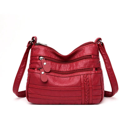 Fashion Women Bag PU Soft Leather Shoulder Bag Multi-layer Crossbody Bag Quality Small Bag Brand Red Handbag Purse