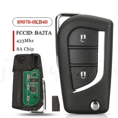 Jingyuqin 89070-0KB40 BA2TA 2BTN Remote Flip Key 433MHz H-8A For Toyota Hilux 2015 - 2020 TOKAI RIKA H1-3689 TOY48