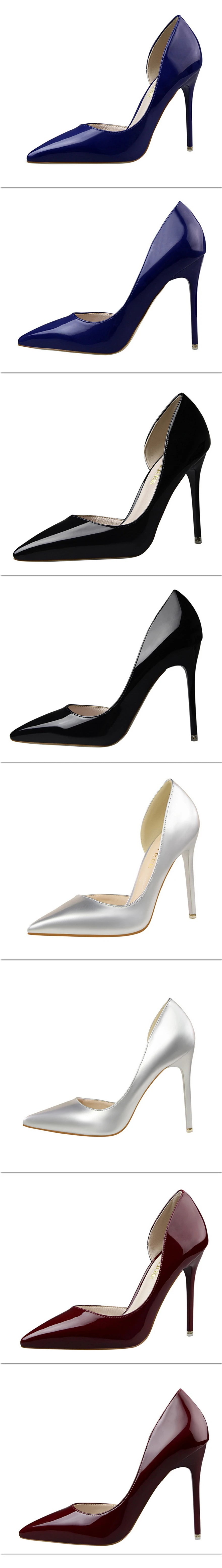 BIGTREE Shoes New Patent Leather Woman Pumps Pointed Stiletto Fashion Women Work Shoes Sexy Cut-Outs High Heel Shoe Ladies Party