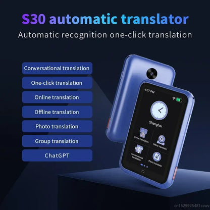 S30 Translator 4G Full Netcom SIM Card WIFI Intelligent Real Time 138 Language ChatGPT Smart AI Voice Photo Translation