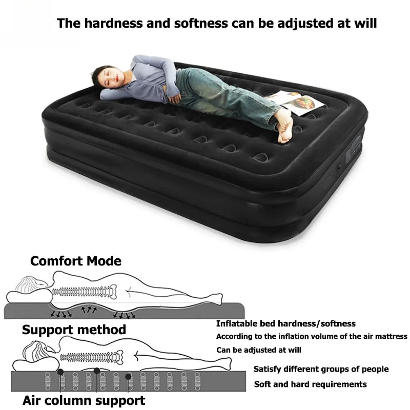 Interior Air Mattress  Mats PVC Inflatable Sleeping Mattress Luxury 2 Person Camping Bed Mat Built-in Pump Thicken Mat