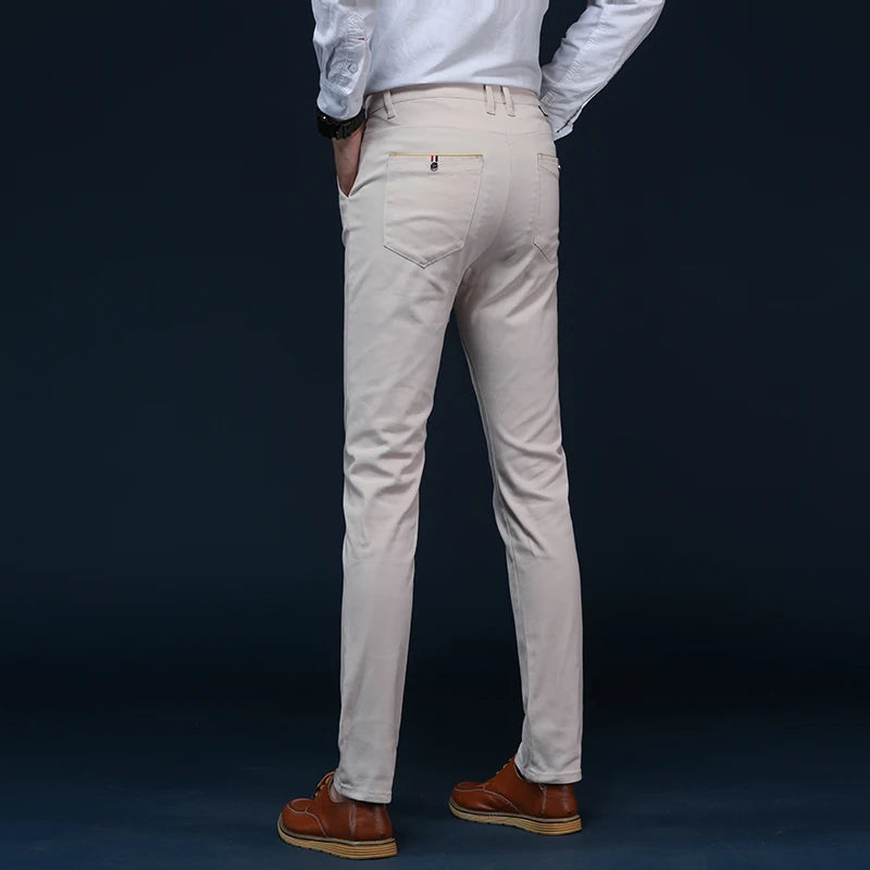 6 Colors Fashion Mens Slim Fit Casual Pants Korea Style Business Work Trousers All-match Mens Midwaist Straight Casual Pants