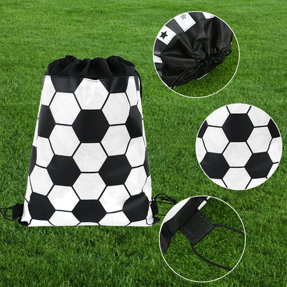 3/10pcs Football Non-woven Gifts Bag Soccer Birthday Candy Packing Snacks Storage Bags Drawstring Backpack For Kids Sports Party