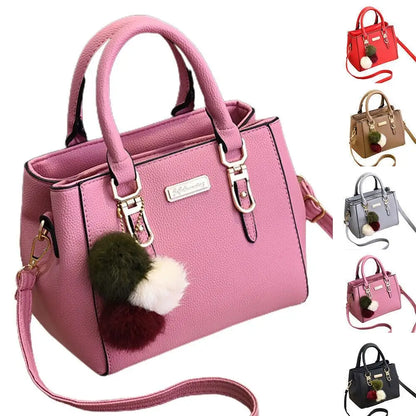 Ladies Fashion Handbag Shoulder Purse Women Crossbody Leather Tote Bag With Hairball Pendant Luxury Messenger Bag