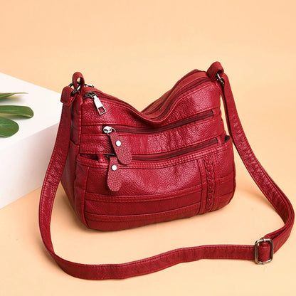 Fashion Women Bag PU Soft Leather Shoulder Bag Multi-layer Crossbody Bag Quality Small Bag Brand Red Handbag Purse