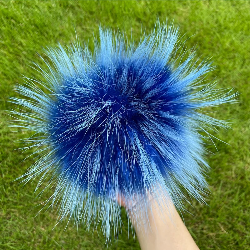 Real natural fox fur pompom raccoon fur pom pom for hat beanies For Caps Bags Scarf