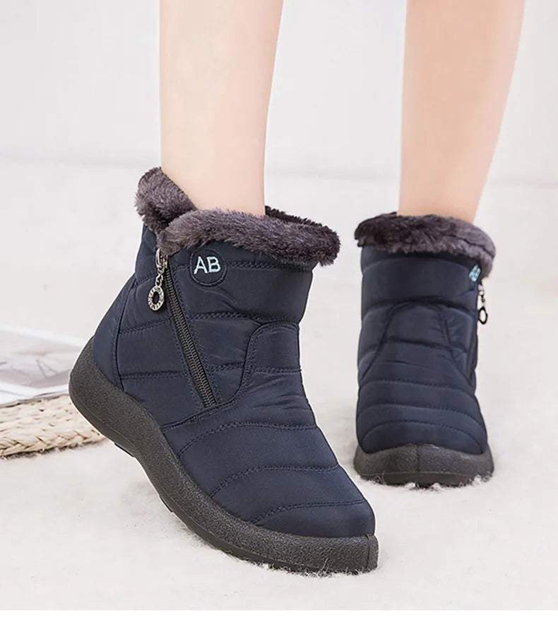 Women's Boots Women's Ankle Boots With Fur Winter Shoes Women Low Heels Winter Boots Snow Waterproof Botas Mujer Winter Footwear