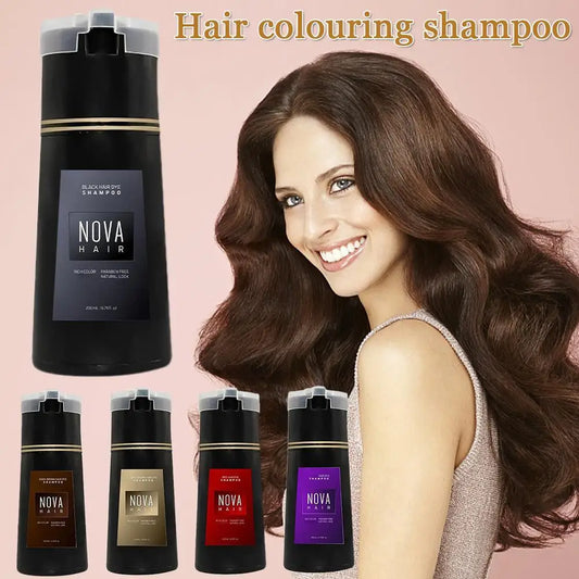 Nova Hair Dye Shampoo, Nova Hair Instant Dye Shampoo,Hair Dye Coloring  Shampoo For Gray Hair Long Lasting Nourish For Men Women