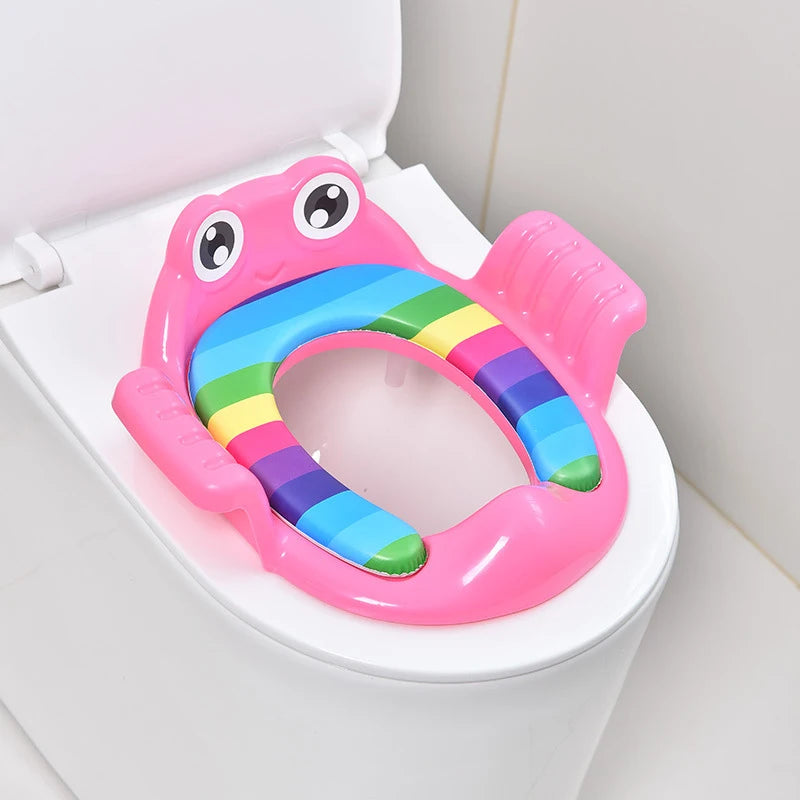 Children's Toilet Seat, Toddler Auxiliary Toilet Training, Cushioned Toilet, Hand-held Thickened And Comfortable Baby Toilet Sea