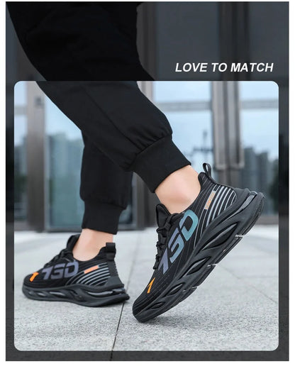 Men Casual Sport Shoes Breathable Lightweight Sneakers Outdoor Mesh Black Running Shoes Athletic Jogging Tenis Walking Shoes