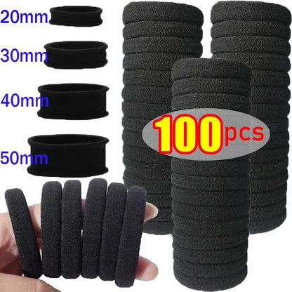 10-100pcs Simple High Elastic Rubber Bands Women Girls Black Hair Ropes Headband Scrunchies 2-5cm Basic Ponytail Holders