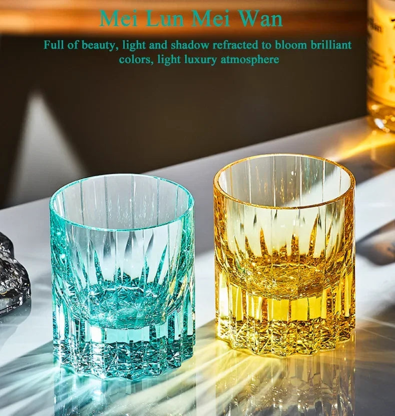 Hand-carved Light Luxury Premium Star Mang Glass Beer tumbler Home Wine Glass Engraved Thick Whiskey Glass Crystal cup