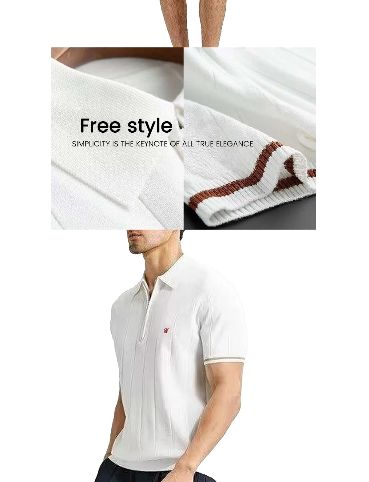 CHCH 2024 New Summer Ribbed Knit Polo Shirt for Men Breathable and Cool Brand Quality Mens Textured Polo Shirts