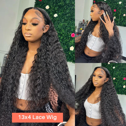 13x4 Kinky Curly Lace Front Human Hair Wigs For Women 100% Brazilian HD Deep Wave Frontal Wig Water Curly Human Hair Wig Sale