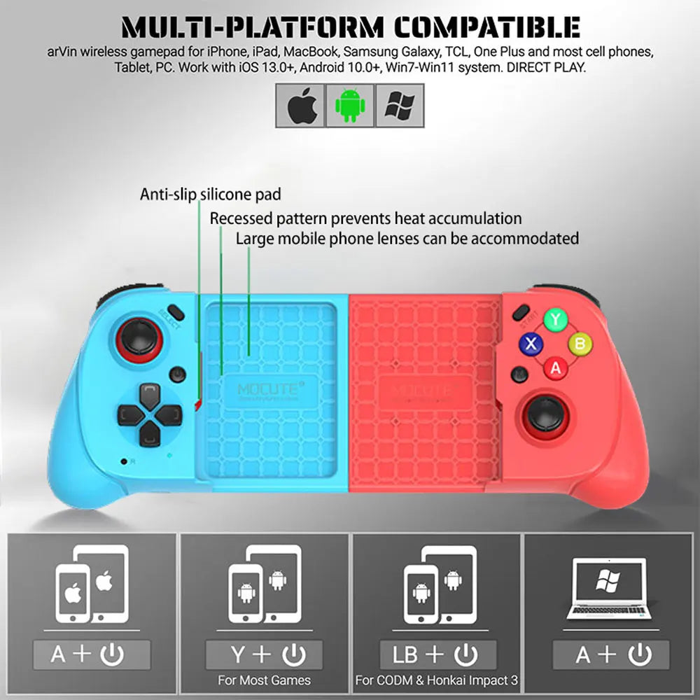 Mocute Gamepad 060 update 062 Mobile Game Joysticks for iPhone IOS13.4 Telescopic Wireless Gaming Controller for iOS/Android/PC