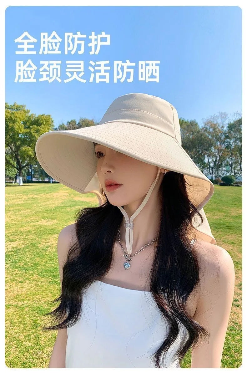 Outdoor Sun Bucket Hat for Women Girls Fishing Hat Wide Brim Bucket Hat with Neck Cover 50+ UPF Protection Safari Cap