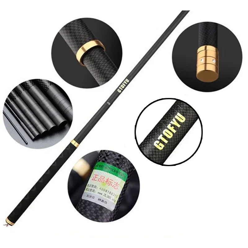 Telescopic Stream Rod 4.5M/5.4M/6.3M/7.2M/8M/9M/10M Carbon Reservoir Pond Fishing Rod Super Light Hard Fiber Hand Fishing Pole