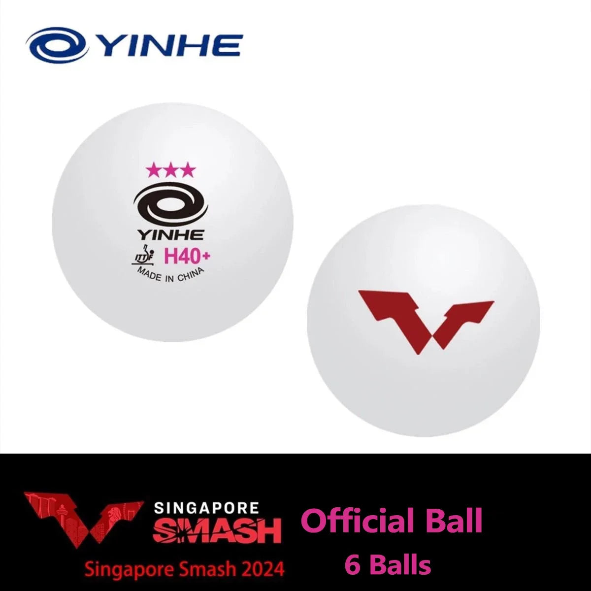 Original Yinhe WTT Pingpong Balls 2024 Singapore Grand Slam Table Tennis Balls Seam H40+ ABS New Materials