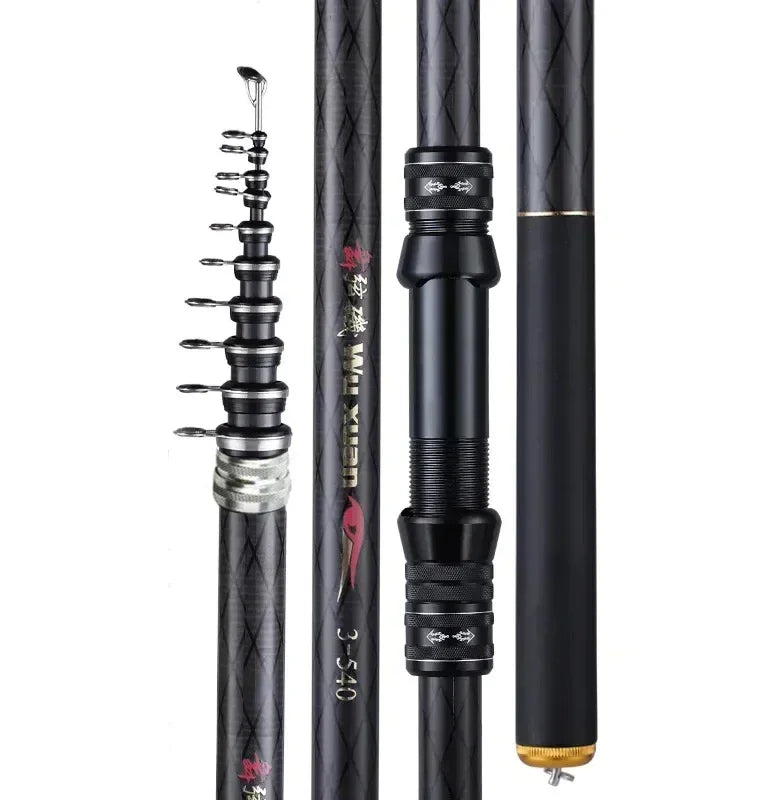 2.7M 3.6M 4.5M 5.4M 6.3M 7.2M Carbon Telescopic Rock Fishing Rod Ultra Light Rod Lure Carp Travel Ocean Spinning Fishing Rod