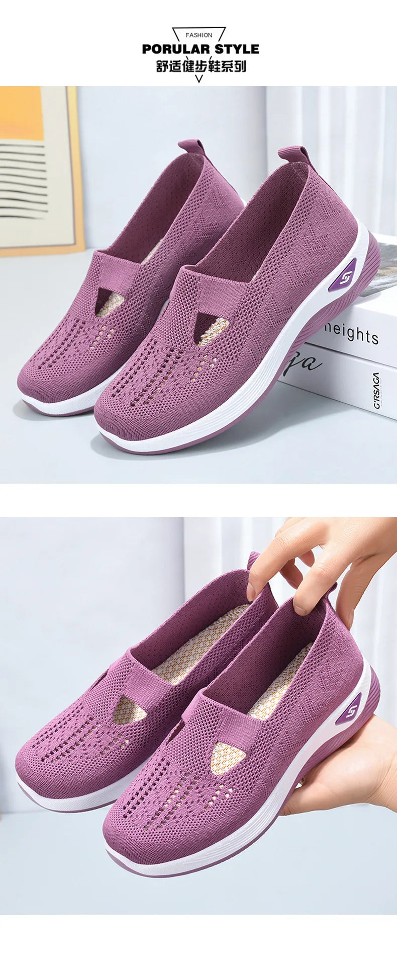 Women's shoes, breathable and comfortable in spring and summer, single shoes for mothers, soft soles, casual blue mesh shoes