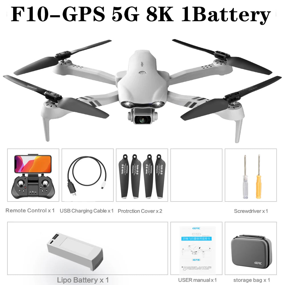 4DRC F10 RC Drone GPS 6K HD Dual Camera Wide-Angle 5G WIFI Fpv Quadcopter Brushless Foldable Obstacle Avoidance Aerial UAV 2KM