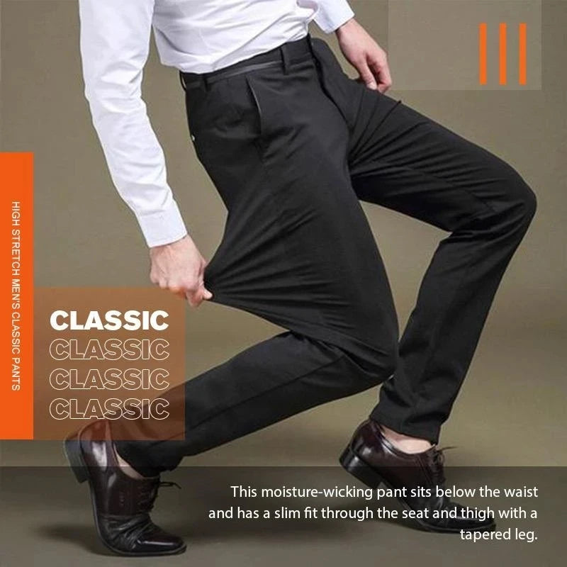 High Stretch Men's Classic Pants Spring Summer Casual Pants High Waist Trousers Business Casual Pants Dropshipping