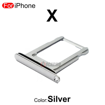 1Pcs/Lot For Apple iPhone X XS Max SIM Card Tray Stainless Steel Drawer Holder Single Dual Slot Replacement Parts