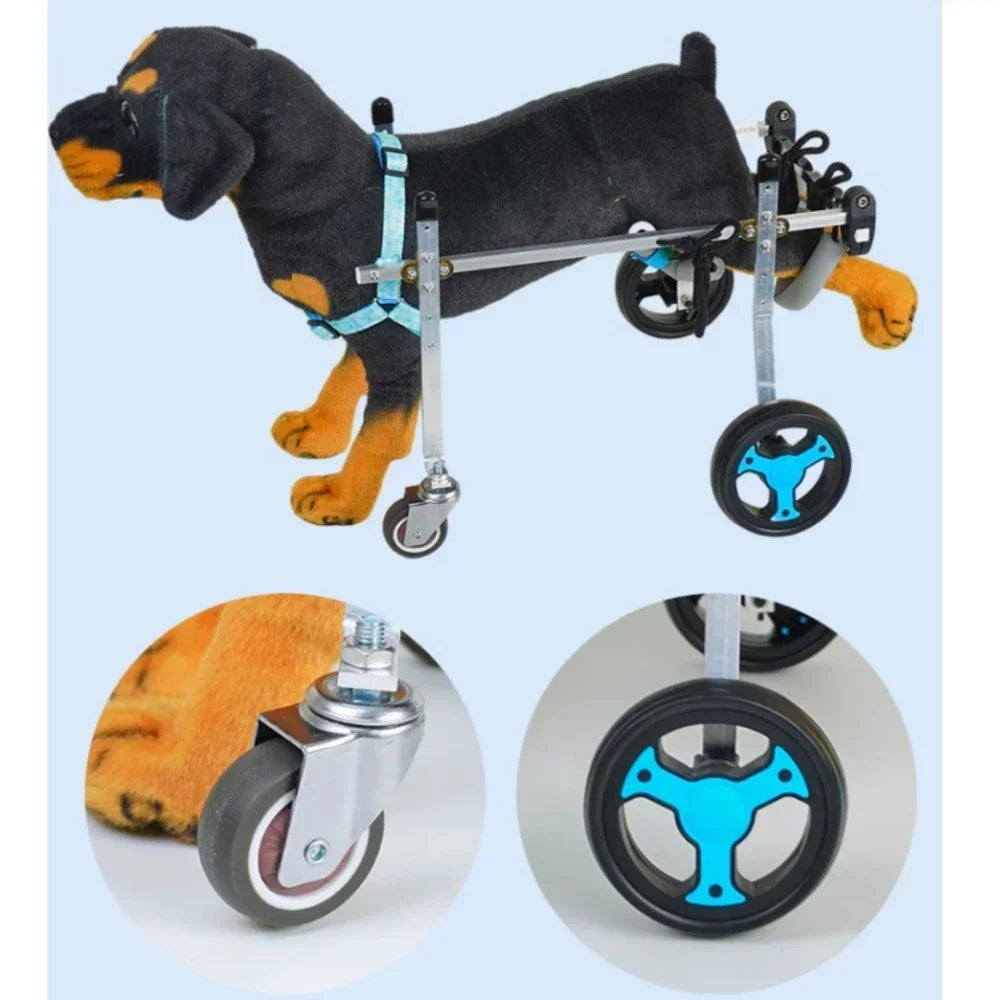 Full Support Dog Wheelchair 4 Wheels Small/Medium Pet Trolley For Dogs Light Weight Metal Disabled Rehabilitation Assist Cart