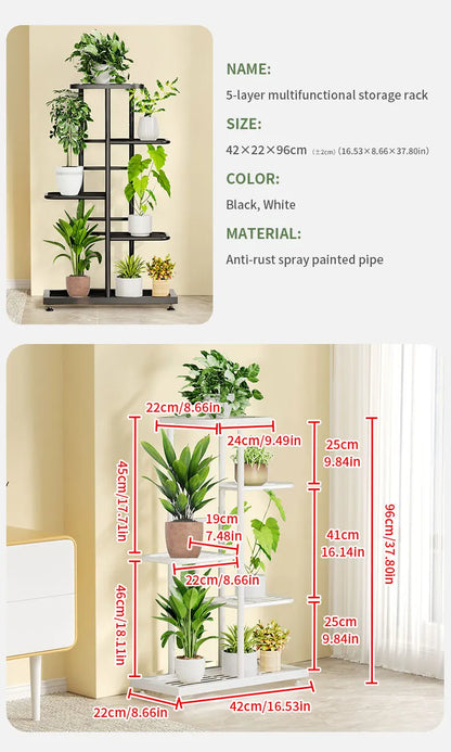 Cordlal Shining Stand For Flowers Iron 6/7/8Layers Plant Holder Storage Shelf Pot Rack Organizer Home Garden Decoration