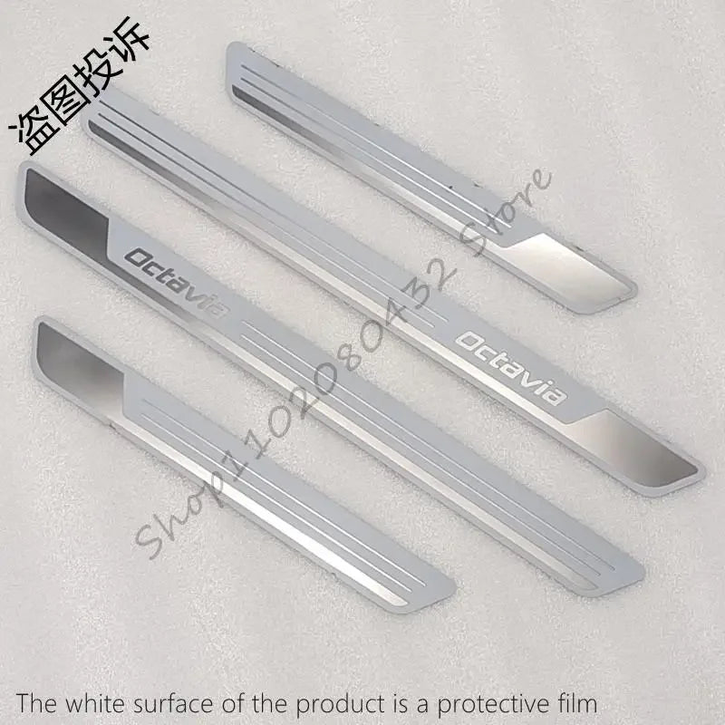 For Skoda Octavia  A7 2014-18 Door Sill Scuff Plate Trim Sticker Stainless Entry Guards Kick Pedal Protectors Car Accessories 4X