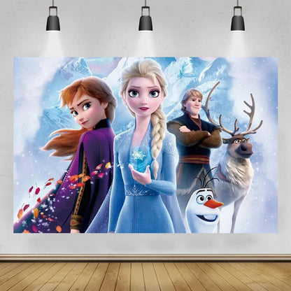 Disney "Frozen" Background Anna Elsa Princess Theme Backdrop Children's Birthday Party Decoration Baby Shower Party Props Banner