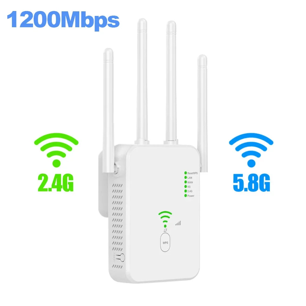 Router Wireless Repeater 1200Mbps Wifi Signal Booster Dual-Band 2.4G 5G WiFi Extender Gigabit WiFi Amplifier Home Office Outdoor