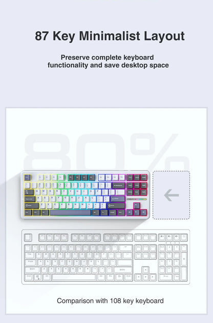 AULA F87 Mechanical Keyboard 2.4G/USB/Bluetooth 3 Mode Wireless Gaming Keyboard 87 Keys Hotswap RGB Gasket Keyboard